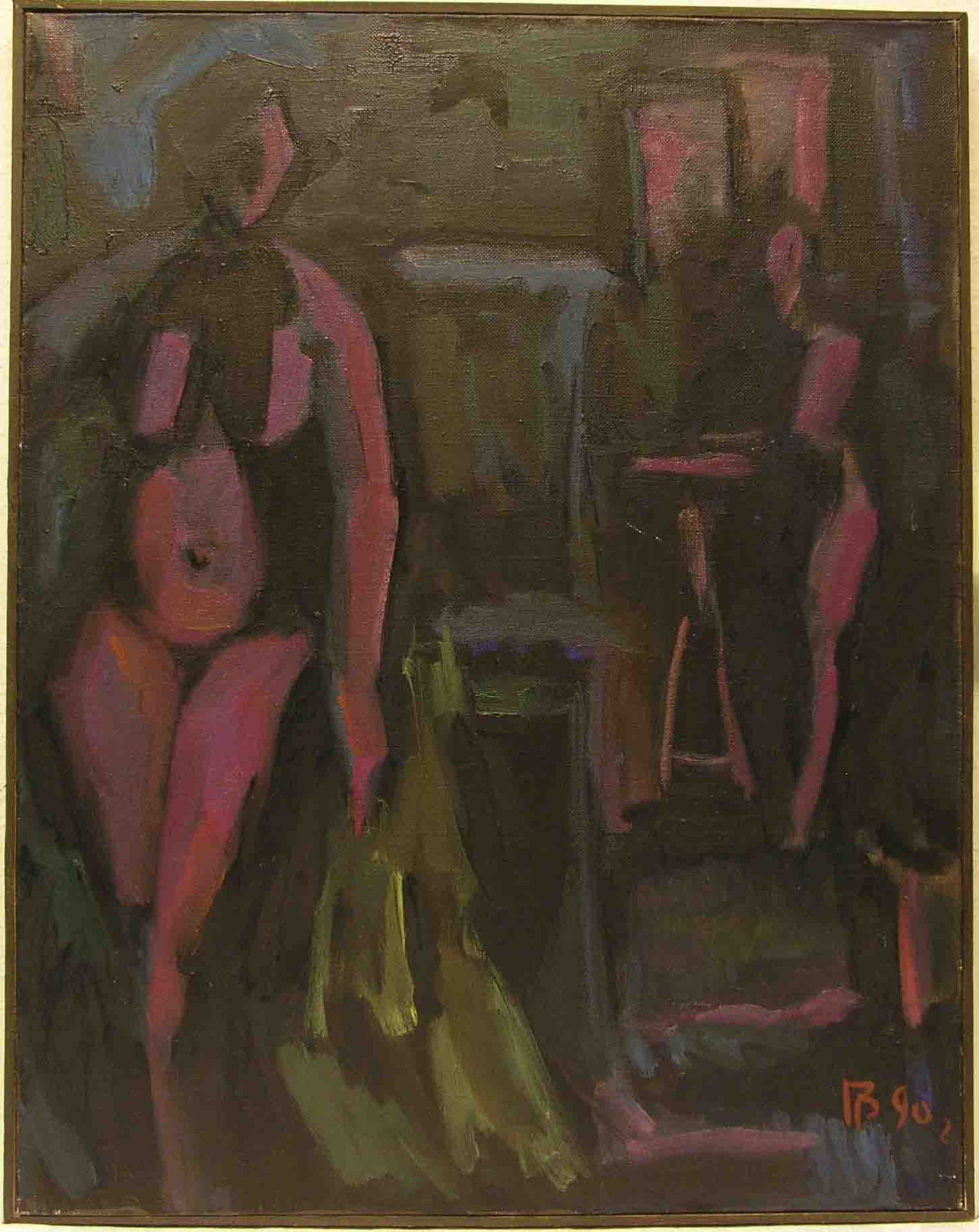 Potemkin, russischer Maler: "Zwei Frauenakte". Öl/Lwd., monogrammiert, rückseitig<b