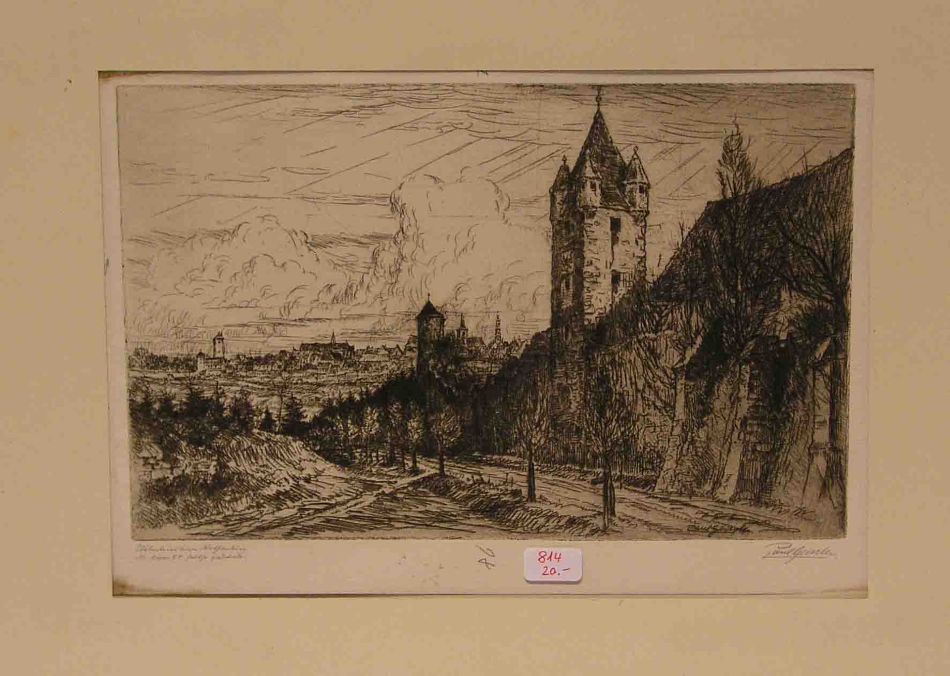 Glissler, Paul (Erfurt 1881 - 1965 Garmisch): "Rothenburg ob der Tauber". Radierung,