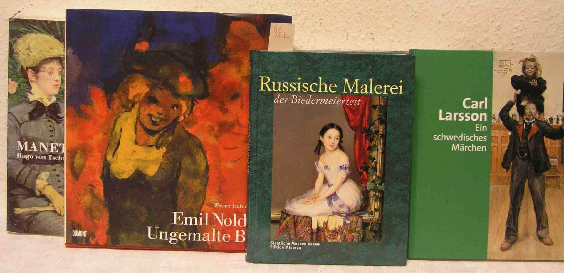 Posten von acht Kunstbüchern. Dabei: "Russische Malerei der Biedermeierzeit". Staatliche<