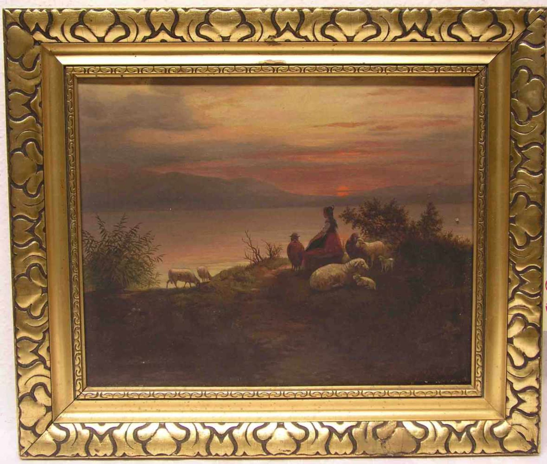 Eilers, Peter (1880 - 1940): "Romantische Landschaft mit Schäferin in Abendstimmung".<