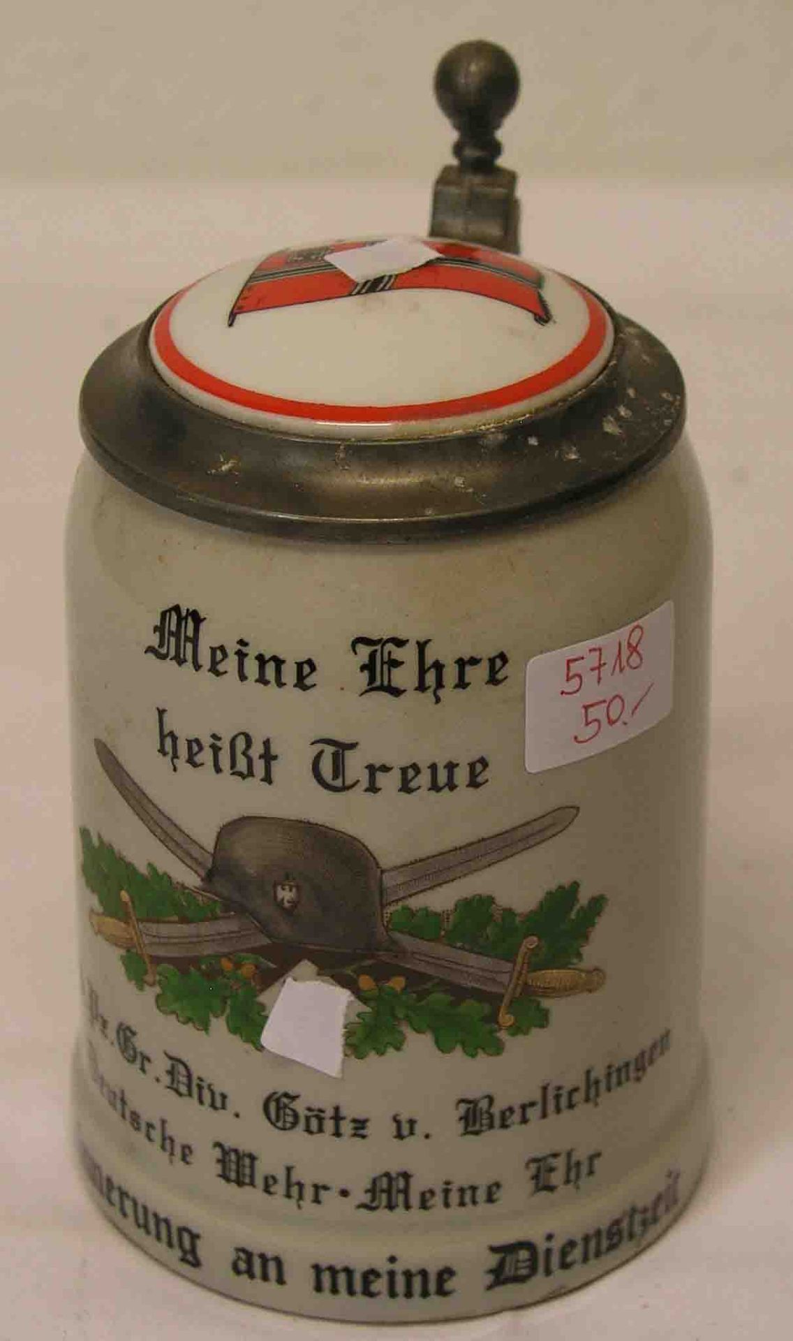 Reservisten-Krug. III. Reich, Steinzeug, 0,5 Liter. 17. SS. Pz. Gr. Div. Götz v.