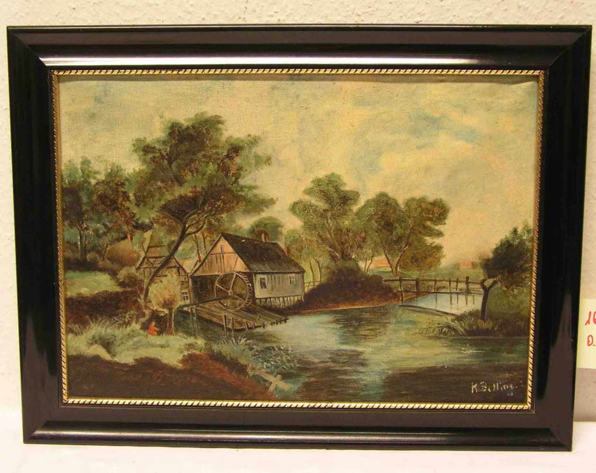 Billing, K.: "Wassermühle". Öl/Lwd., signiert, 34 x 48cm, Rahmen.