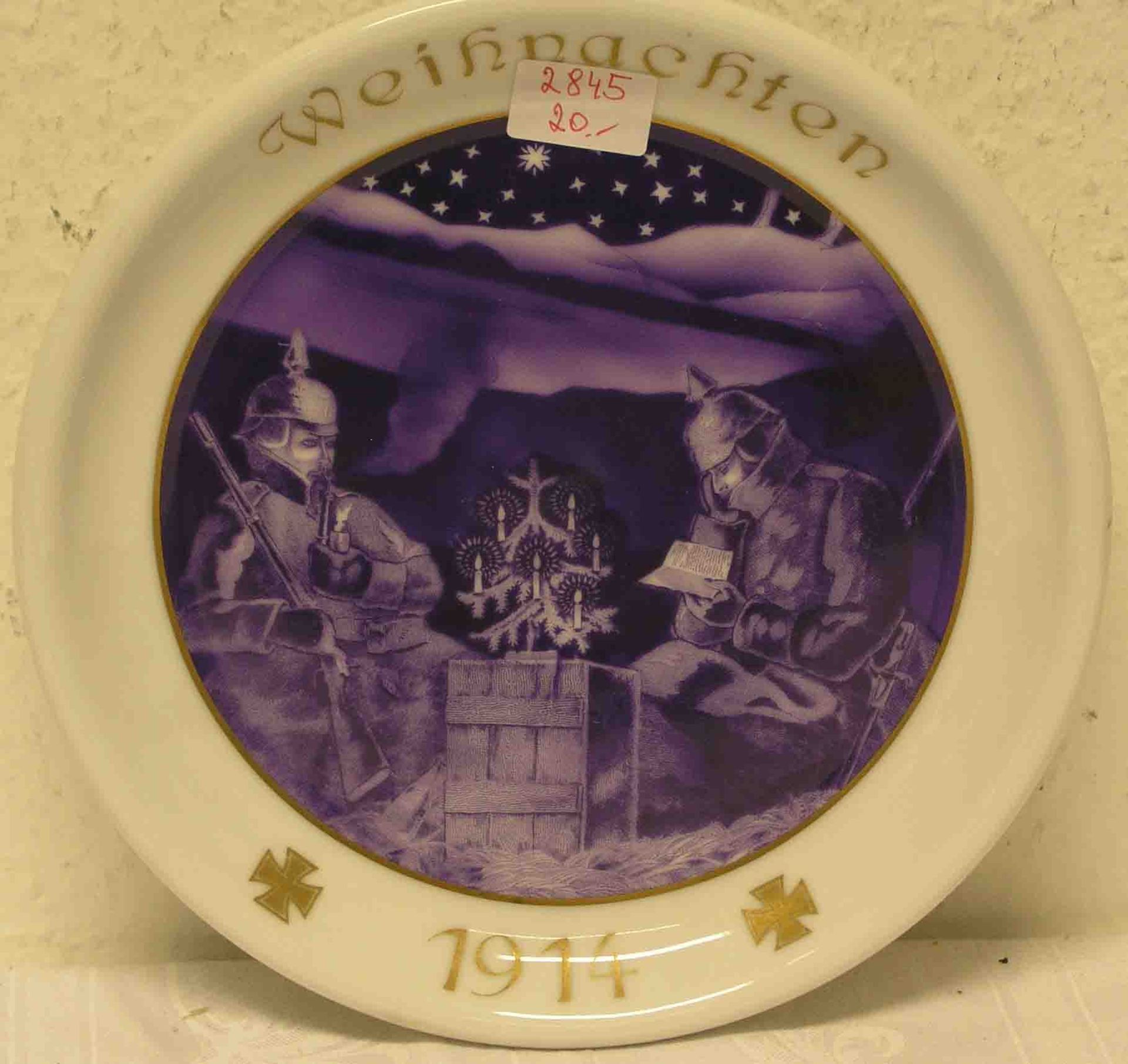 Weihnachten 1914: Porzellanteller, Königl. Priv. Tettau, Durchmesser: 22cm.