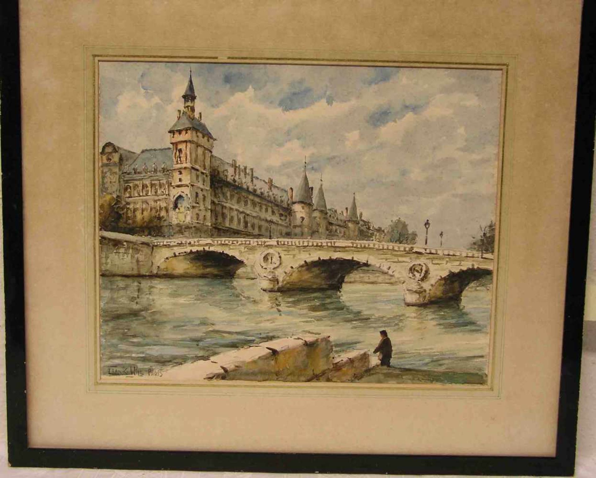 Frank-Will (1900 - 1951): "Paris an der Seine". Aquarell, signiert, 32 x 40cm, Rahmen.