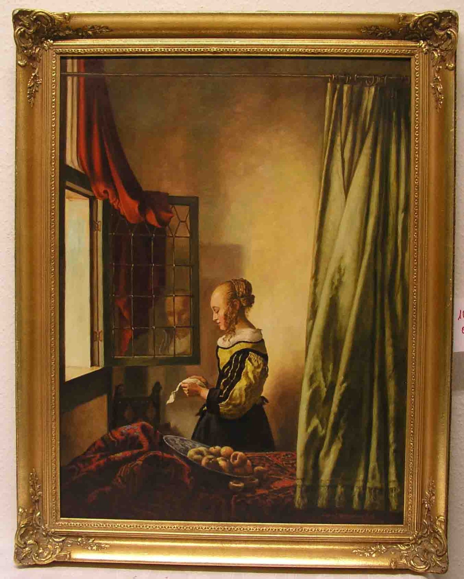 "Mädchen am offenen Fenster", einen Brief lesend. Öl/Lwd., 80 x 58cm, Rahmen.