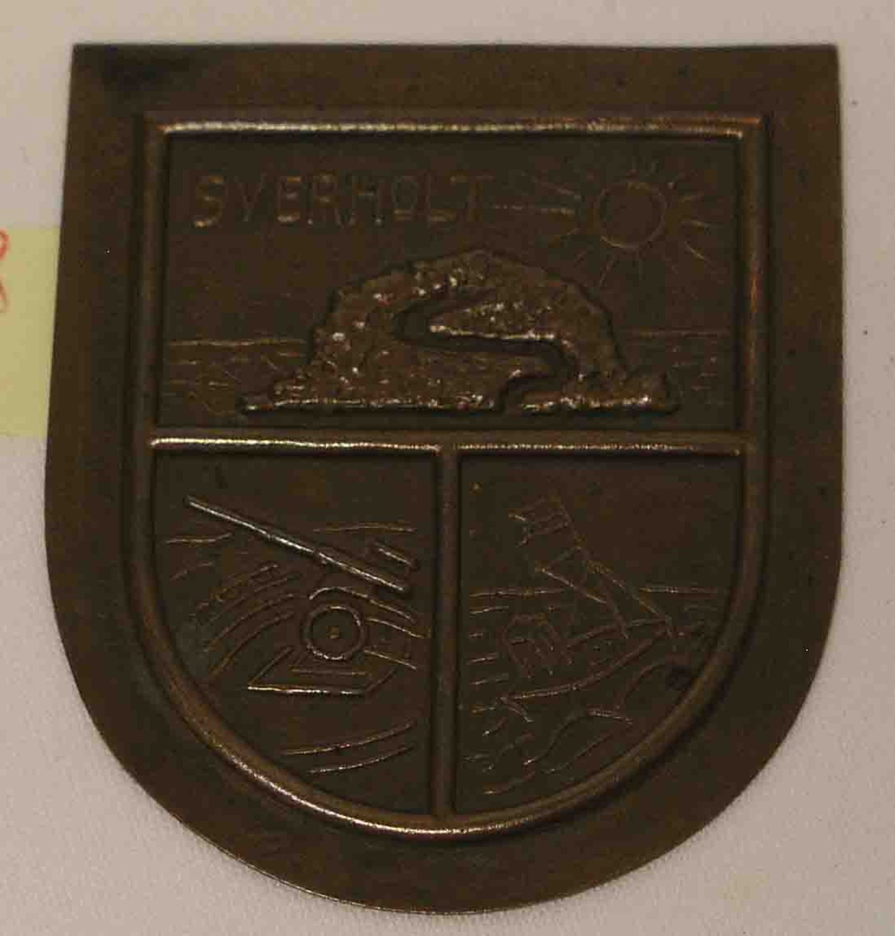 Militärplakette, Norwegen. Gebirgsjäger "Sverholt", Kupfer, 7 x 6cm.