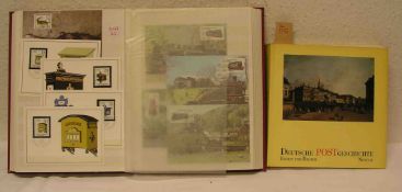 Album mit Briefmarken BRD und DDR. Dazu: 57 Postkarten mit Sonderstempel und "