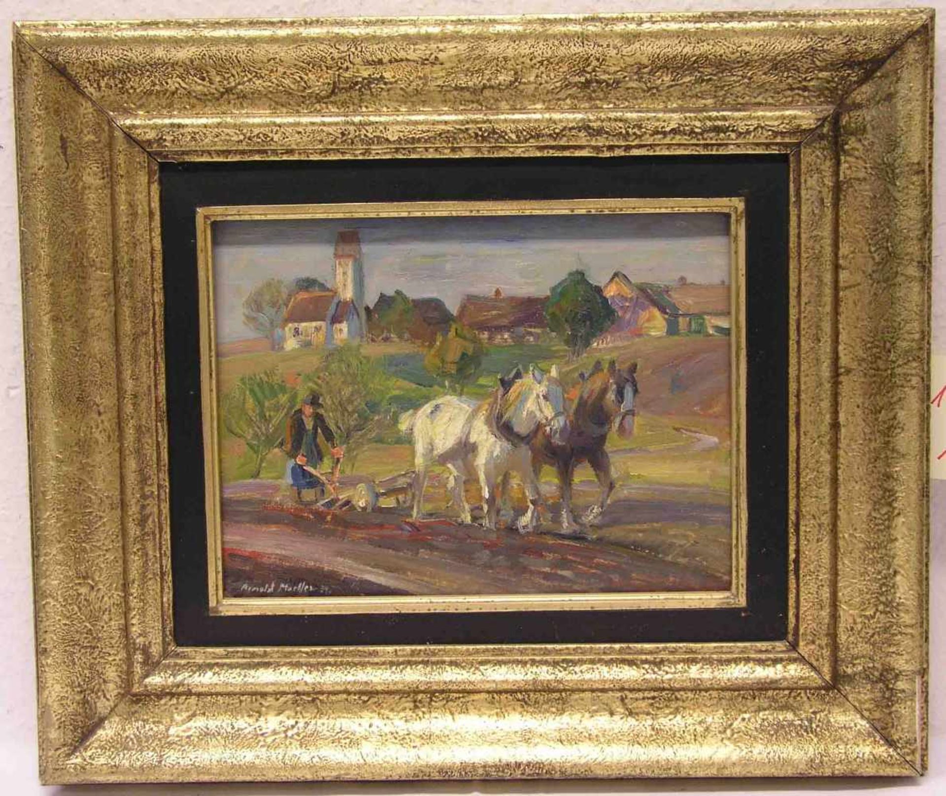 Möller, Arnold (1886 - 1963), deutscher Maler, Schüler von Heinrich v. Zügel:"Pferdegespann mit