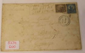 Zeppelin. Seltener Briefumschlag von 1929 (Wasserstoff betrieben). New York gestempelt,via
