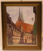 Dörner: "Bamberg - die Domgasse". Öl/Platte, signiert, (19)80. 34 x 26cm, Rahmen.