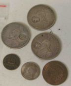 Ostafrika: sechs Münzen. Dabei drei Münzen aus Silber. 1891 - 1893.