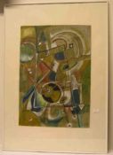 Katsonis-Altenburg: "Moderne Komposition". Deckfarben/Papier, signiert 1985, 66 x 46cm.