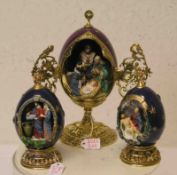 Drei Eier aus der Kollektion "The Franklin Mint" nach Fabergé Vorbild. Dabei: "ChristiGeburt", "