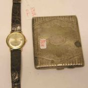 Armbanduhr "Anker 100". Um 1960. Aufziehwerk, Datumsanzeige, Durchmesser: 3,5cm,Lederarmband. Werk