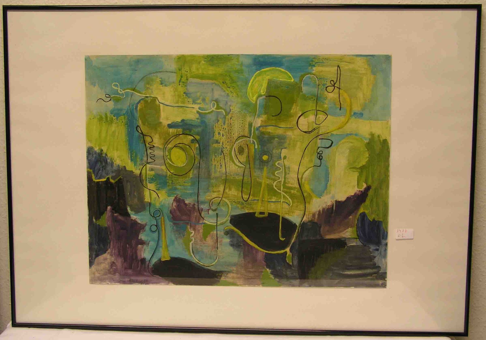 Altenburg, Irene: "Moderne Komposition". Deckfarben/Papier, signiert (19)64, 49 x 64cm,