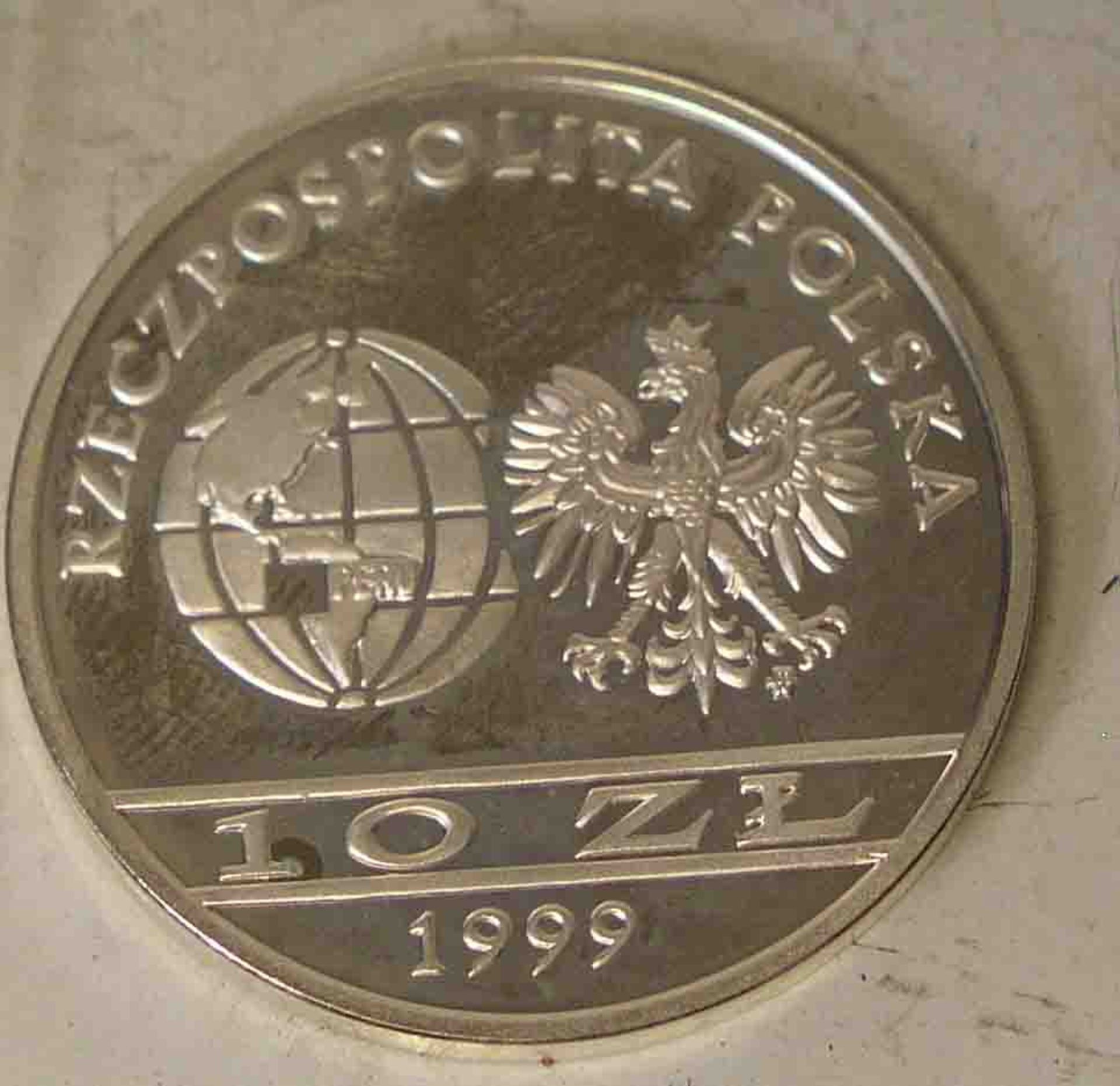 10-Zloty, Polen 1999, Sterling-Silber, "Eisenbahn".