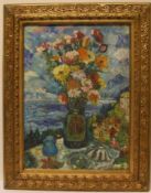 Burlink, David (1882 - 1967) zugeschrieben.: "Blumenstrauß in der Vase". Öl/Lwd.,signiert, 66 x