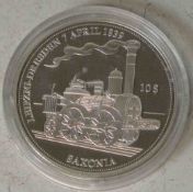 Nauru Inseln, Pazifischer Ozean: 10 $, 2010, Eisenbahn, Sterling-Silber.
