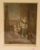 Schiavonetti, Luigi (1765 - Bassano - 1810): "Milchmädchen mit Kindern". KolorierterPunktierstich um