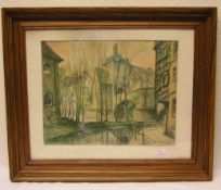 Gembs, Friedrich, Karl (1896 - Bamberg - 1963): "Bamberg - Blick vom Alten Kanal auf dasAlte