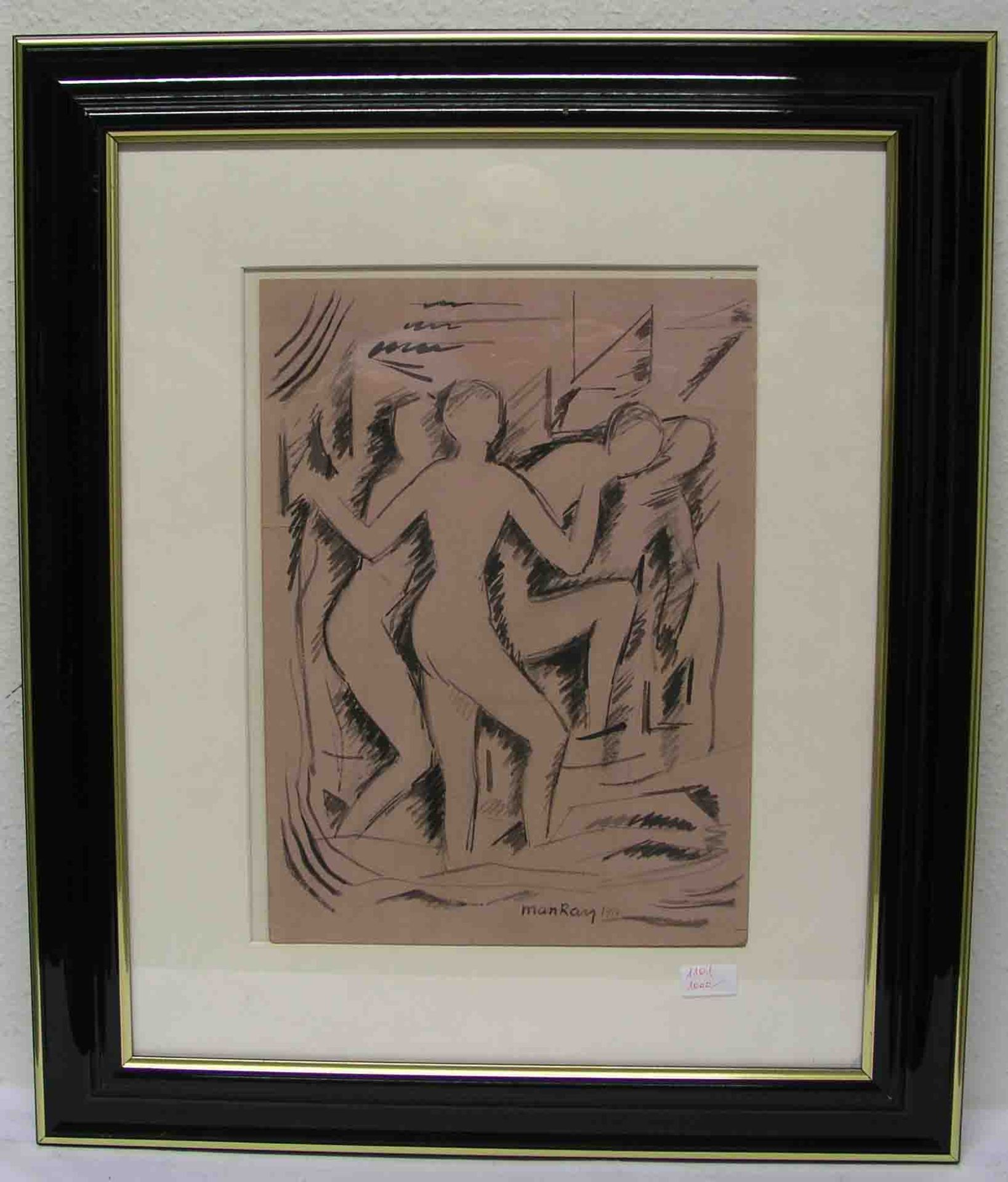 Man Ray: "Sans titres" (Femmes nudites). Gouache, 1914, 44,7 x 32,7cm. Rahmen mit Glas.