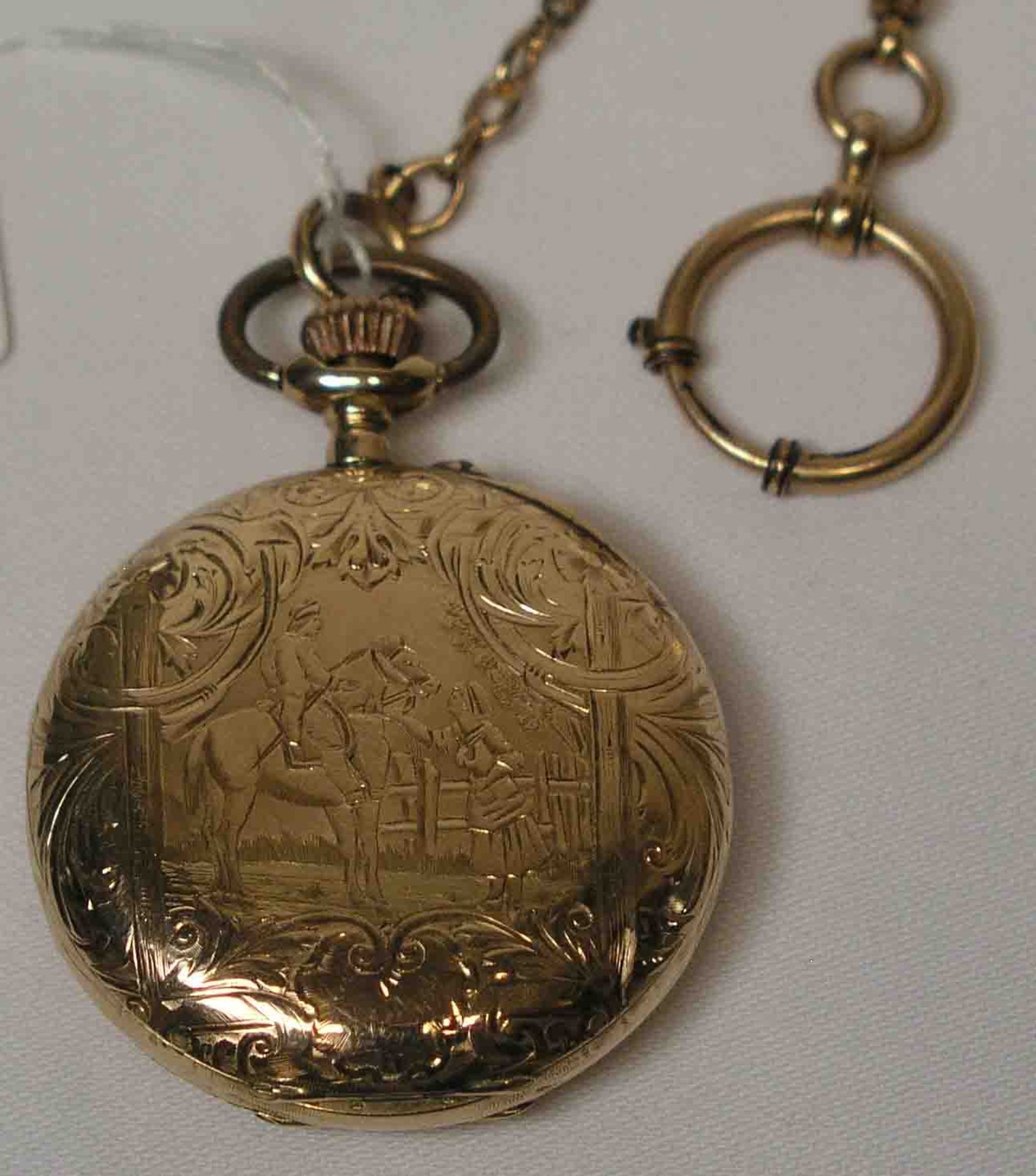 Herrentaschenuhr um 1900. 14 Kt. Gelbgold. Arabische Zahlen, kleine Sekunde. Reich - Image 2 of 2