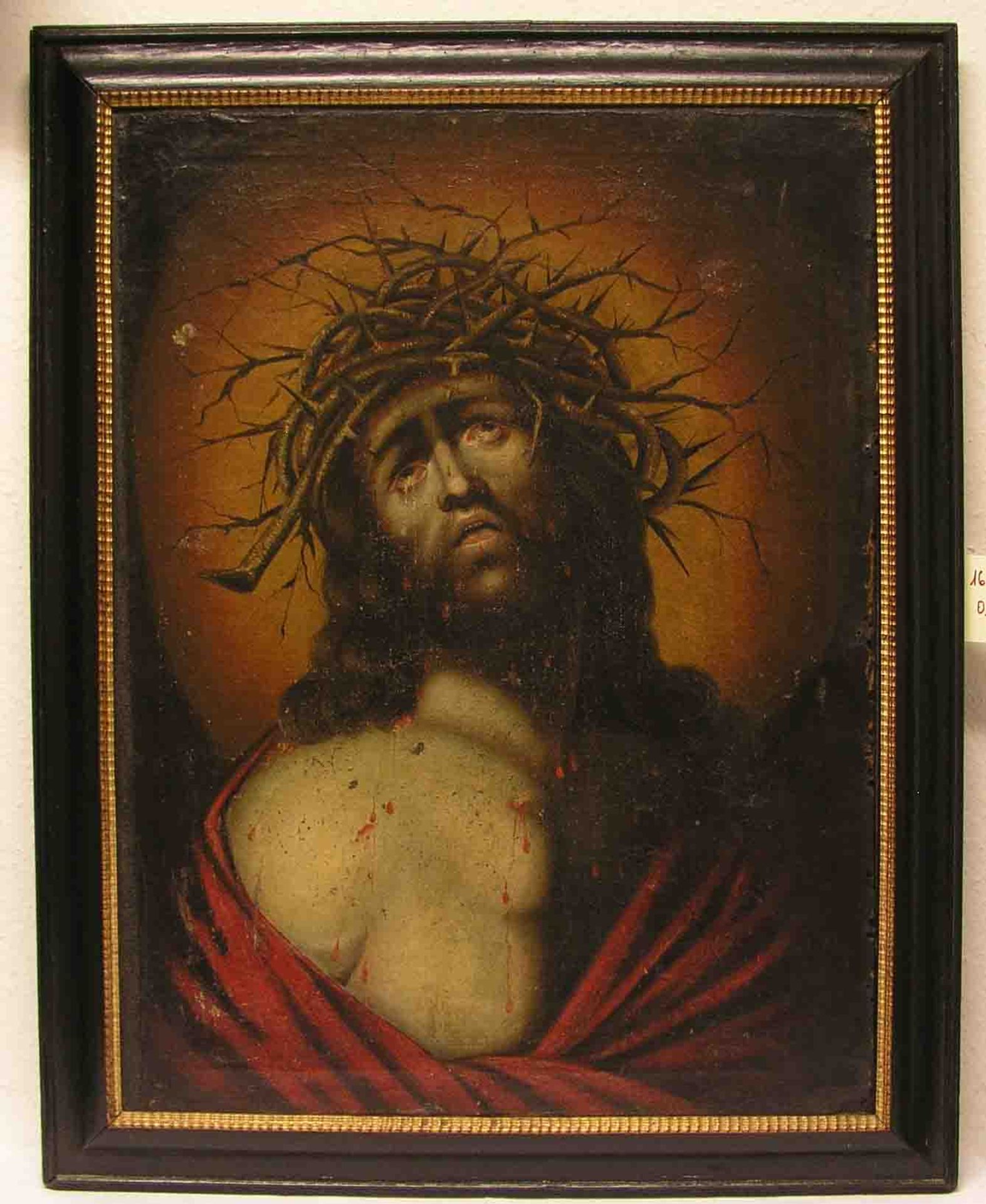 "Christus mit Dornenkrone". Unbekannt, 18. Jh., Öl/Lwd., 88 x 64cm, Rahmen.