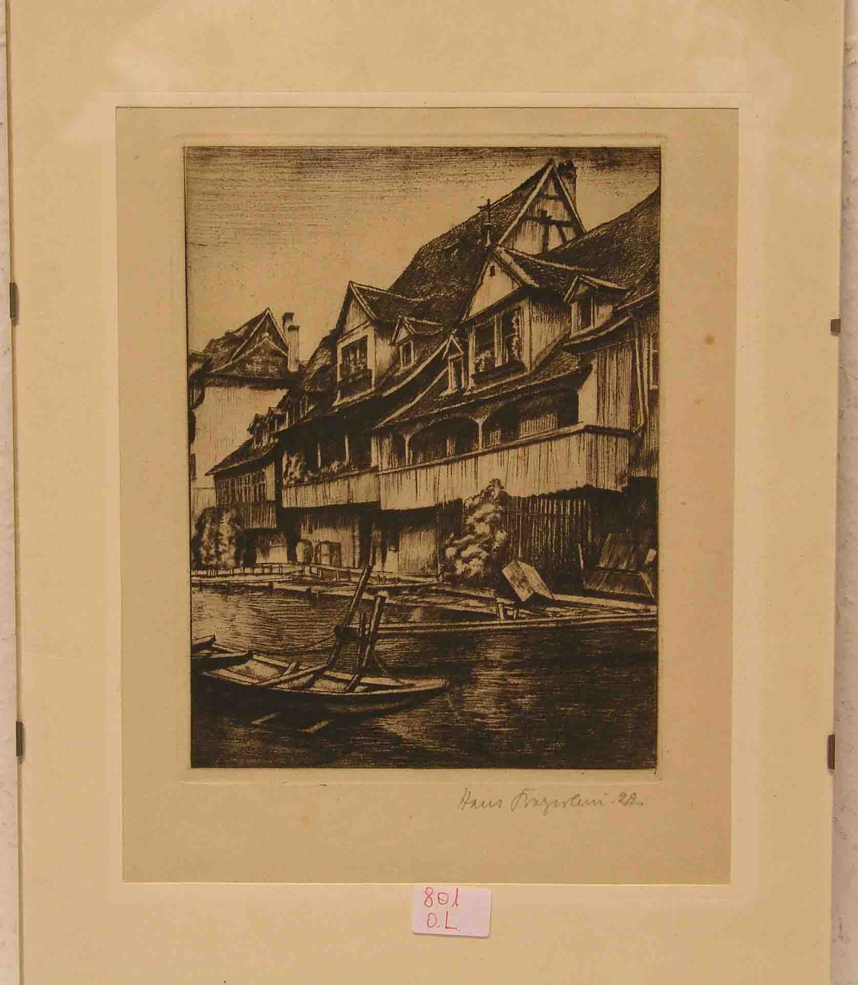 Bamberg: "Klein Venedig". Radierung, signiert Hans Bayerlein, (19)22, 23 x 17cm,