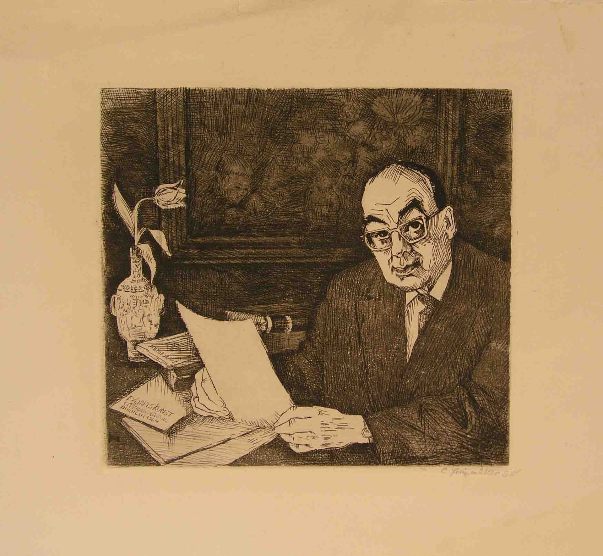 Felixmüller, Conrad (Dresden 1897 - 1977 Zehlendorf/Berlin): "Am Schreibtisch".