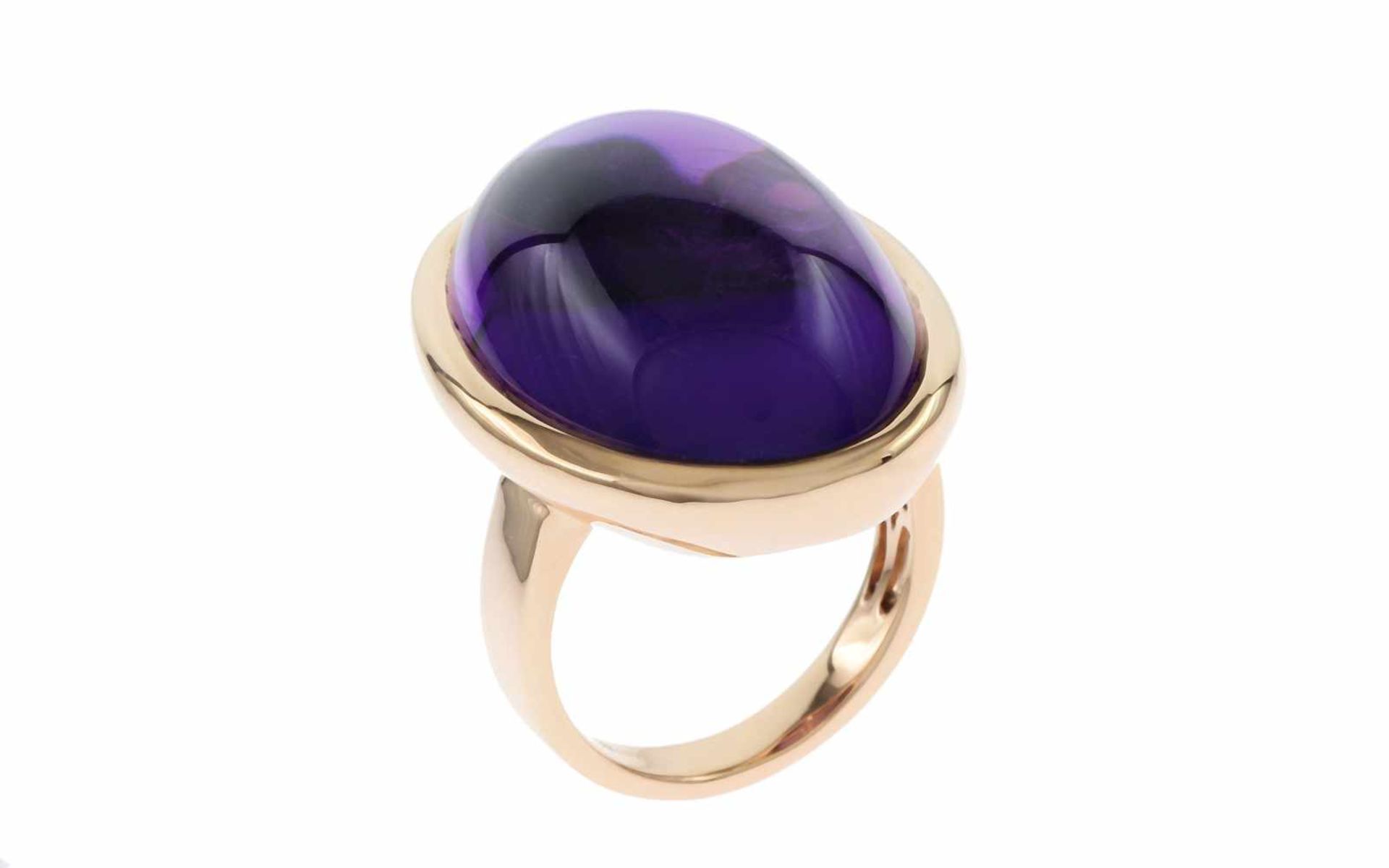 Amethystring Ring 18K RG mit Amethyst 37,08 ct, RW: 55 Total 16,16 gr