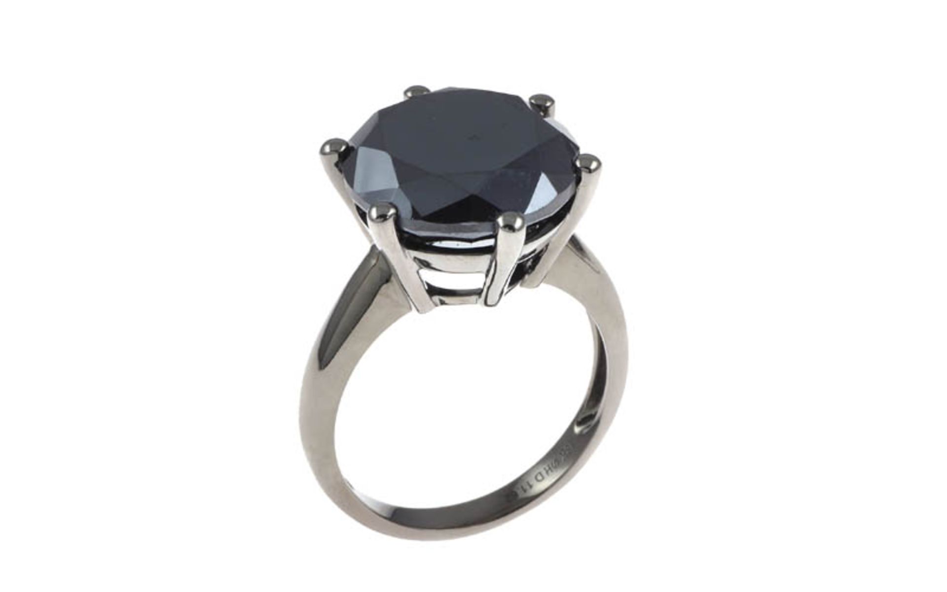 DiamantringRing 18K WG schwarz rhodiniert mit schwarzem Diamant 11,62 ct RW: 55 Total 7,99 gr