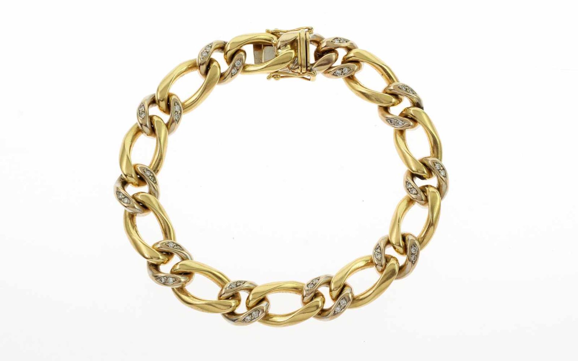 PanzerarmbandPanzerarmband 585/- Gelbgold mit Diamanten, Länge ca. 21,00 cm, 40 Diamanten ca. 0,60