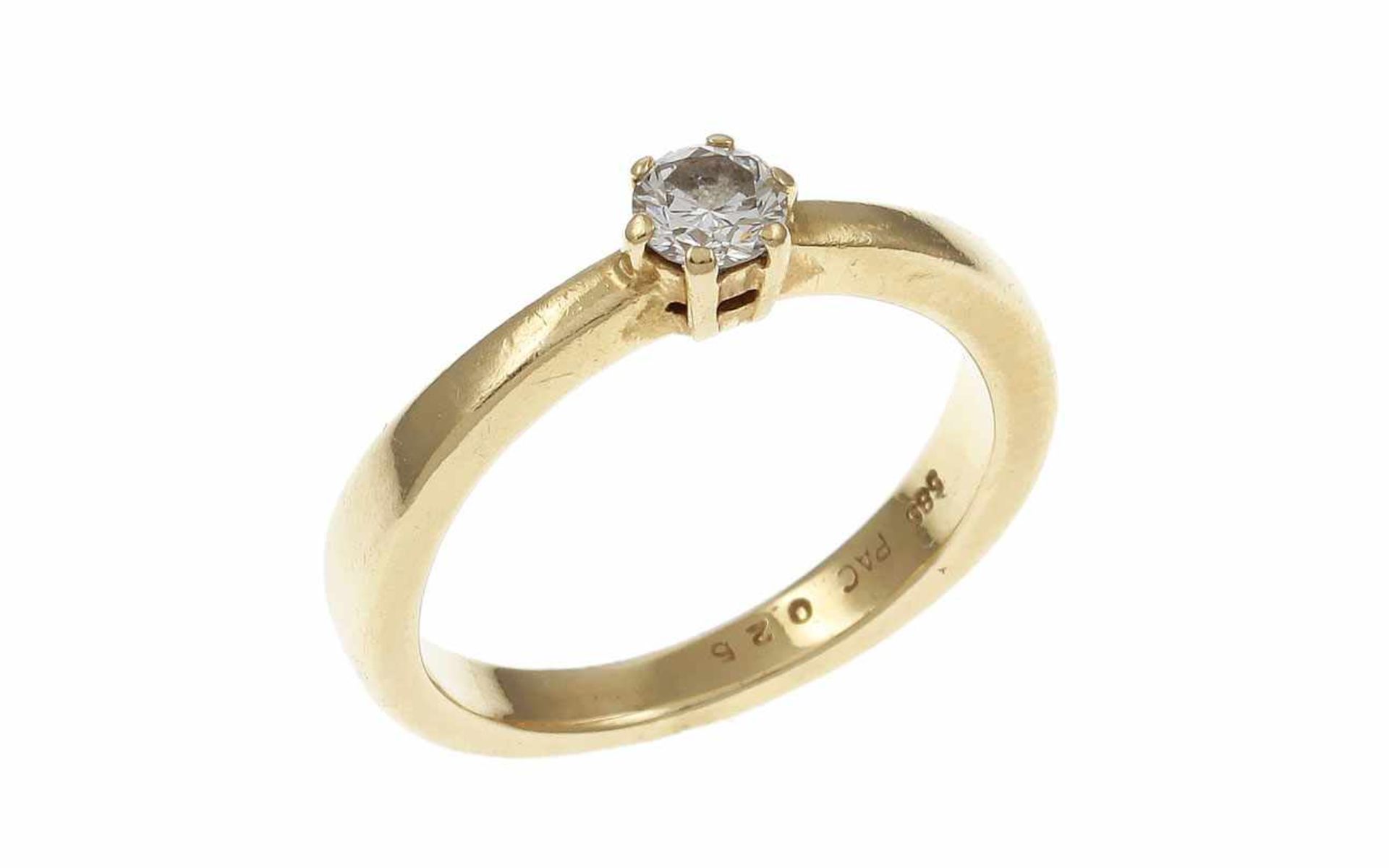 RingRing 585/- Gelbgold mit Diamant, Ringgröße ca. 51,50, 1 Diamant ca. 0,20 ct, G/si, 3,68g