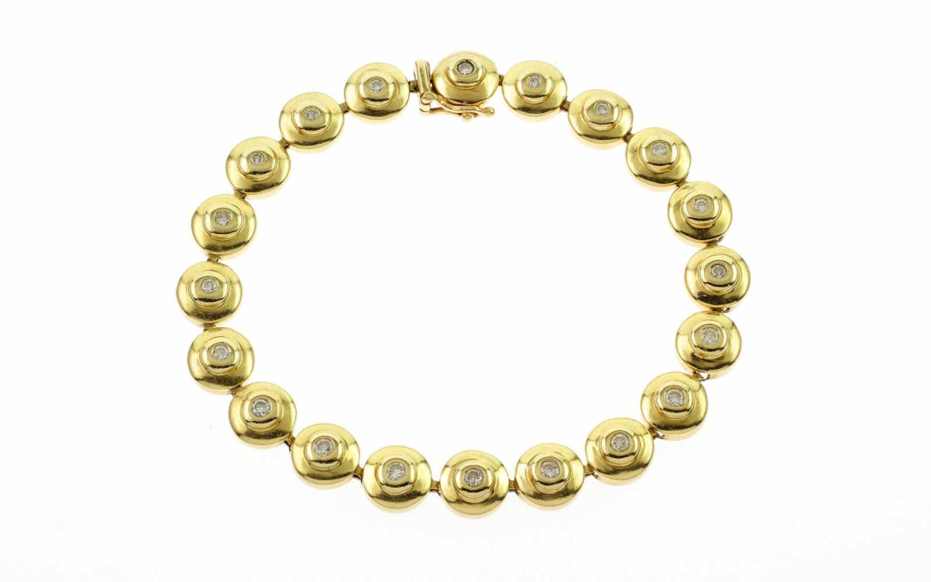 TennisarmbandTennisarmband 585/- Gelbgold mit Diamanten, Länge ca. 20,00 cm, ca. 1,00 ct, G/si, 20,