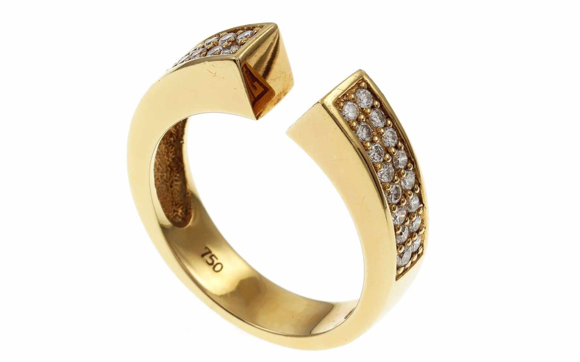 RingRing 750/- Gelbgold mit Diamanten, Ringgröße ca. 57, 32 Diamanten ca. 0,64 ct, G/vs, 7,39g