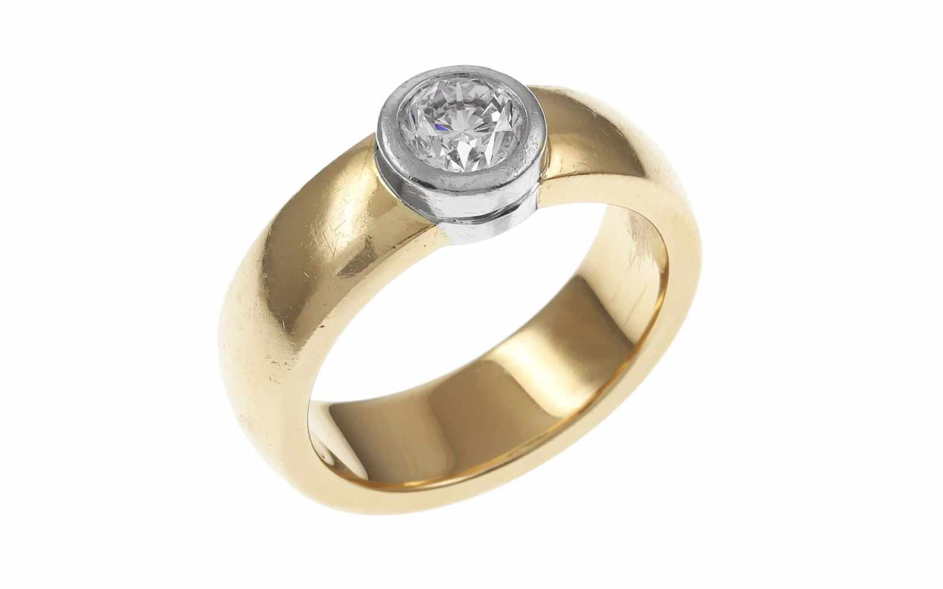RingRing 585/- Gelbgold mit Diamant, Ringgröße ca. 62, 1 Diamant ca. 1,00 ct, D/if, 15,45g