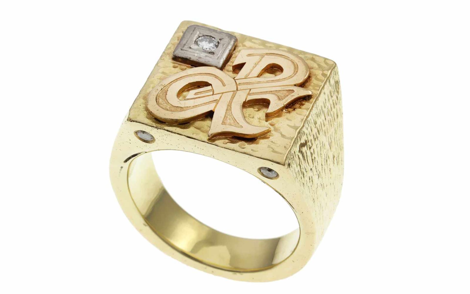 RingRing 585/- Gelbgold mit Diamanten, Ringgröße ca. 65, 5 Diamanten ca. 0,25 ct, G/si, 41,71g