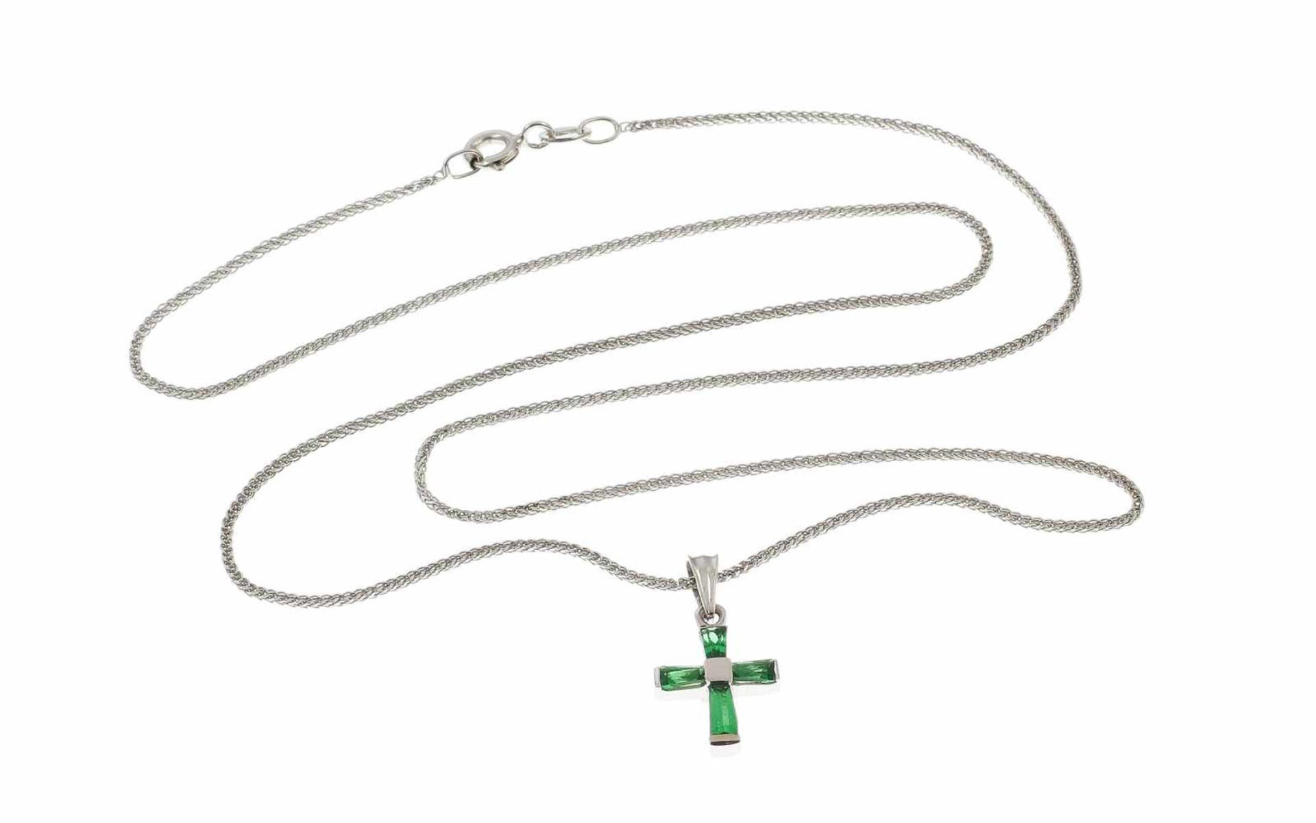 Kette mit AnhängerKette mit Anhänger Kreuz 585/- Weißgold, Länge ca. 45,50 cm, 2,57g