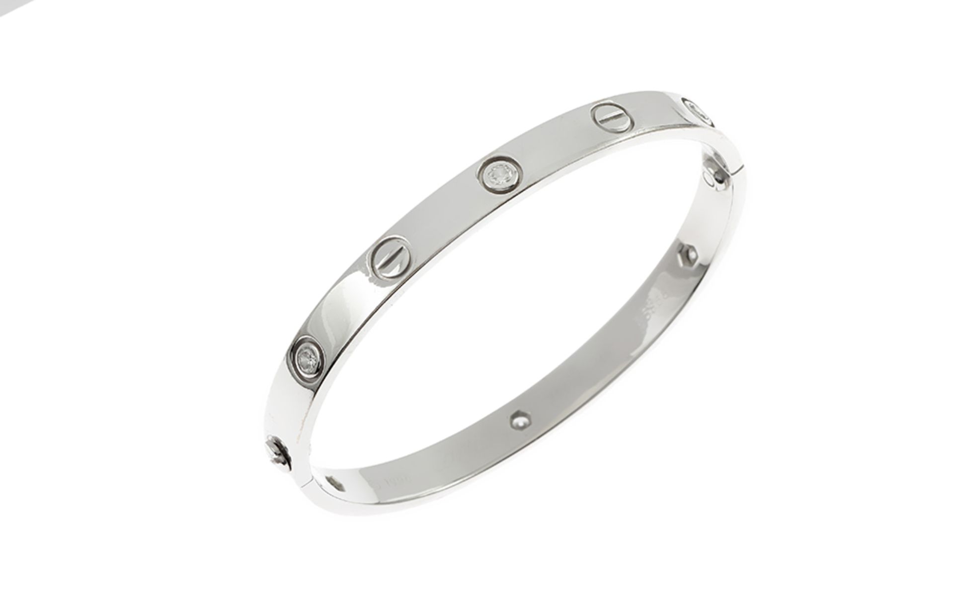 Cartier Love Armreif18K WG mit 0,48 ct. Diamanten F/vvs Brillantschliff, Innenumfang 15,00 cm, mit