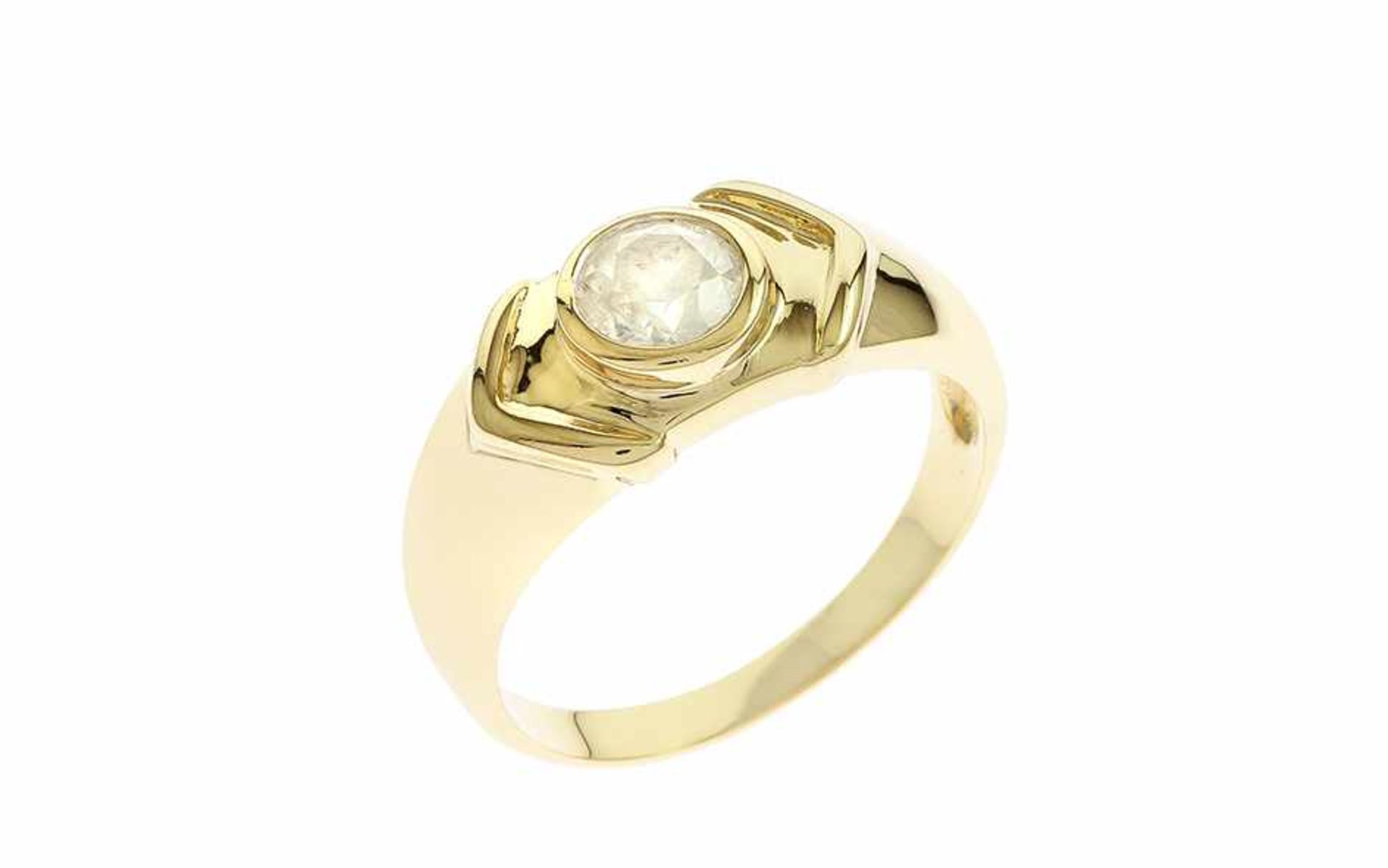 Diamant Ring 14K GG mit 0,75 ct. Diamant J/p3 Brillantschliff, RW: 66, Höhe Ringkopf: 4,50 mm,