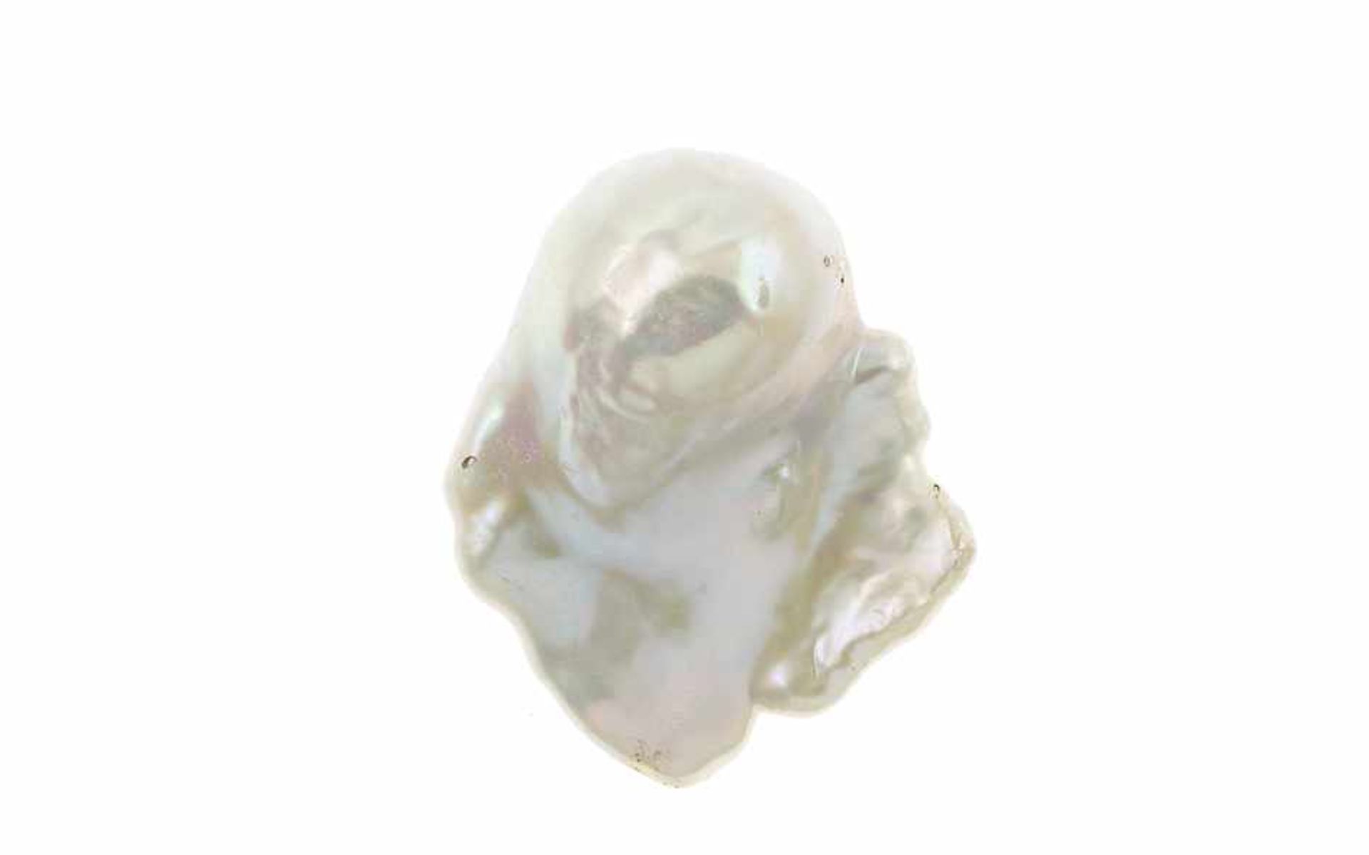 Süßwasser Perle10,33 g, Barock Form, Farbe Weiß mit Überton Rosa, 25,54 x 33,50 h 17,07 mm,