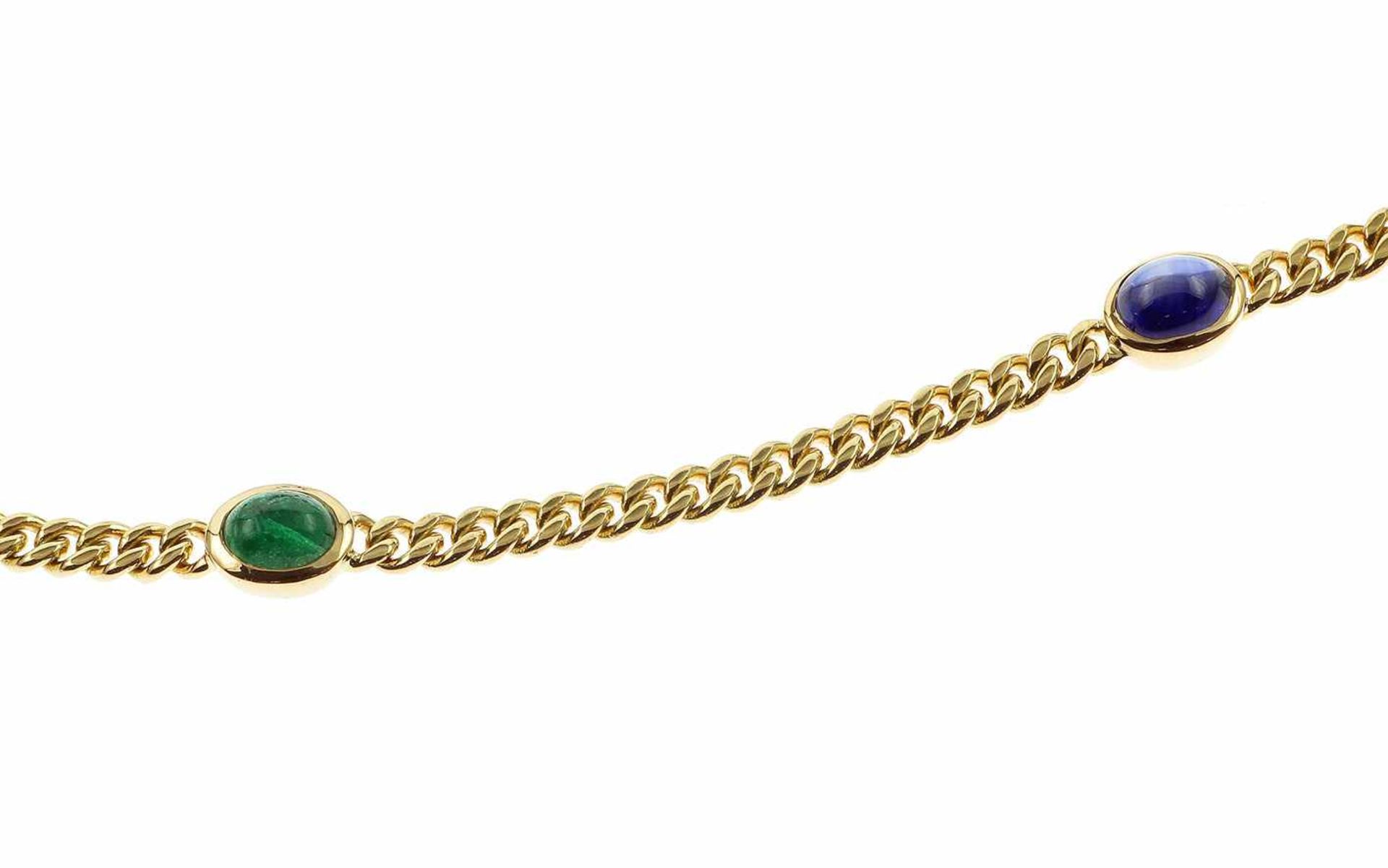 Armband18K GG mit 0,50 ct. Saphiren Cabochonschliff und 0,50 ct. Smaragden Cabochonschliff, Länge