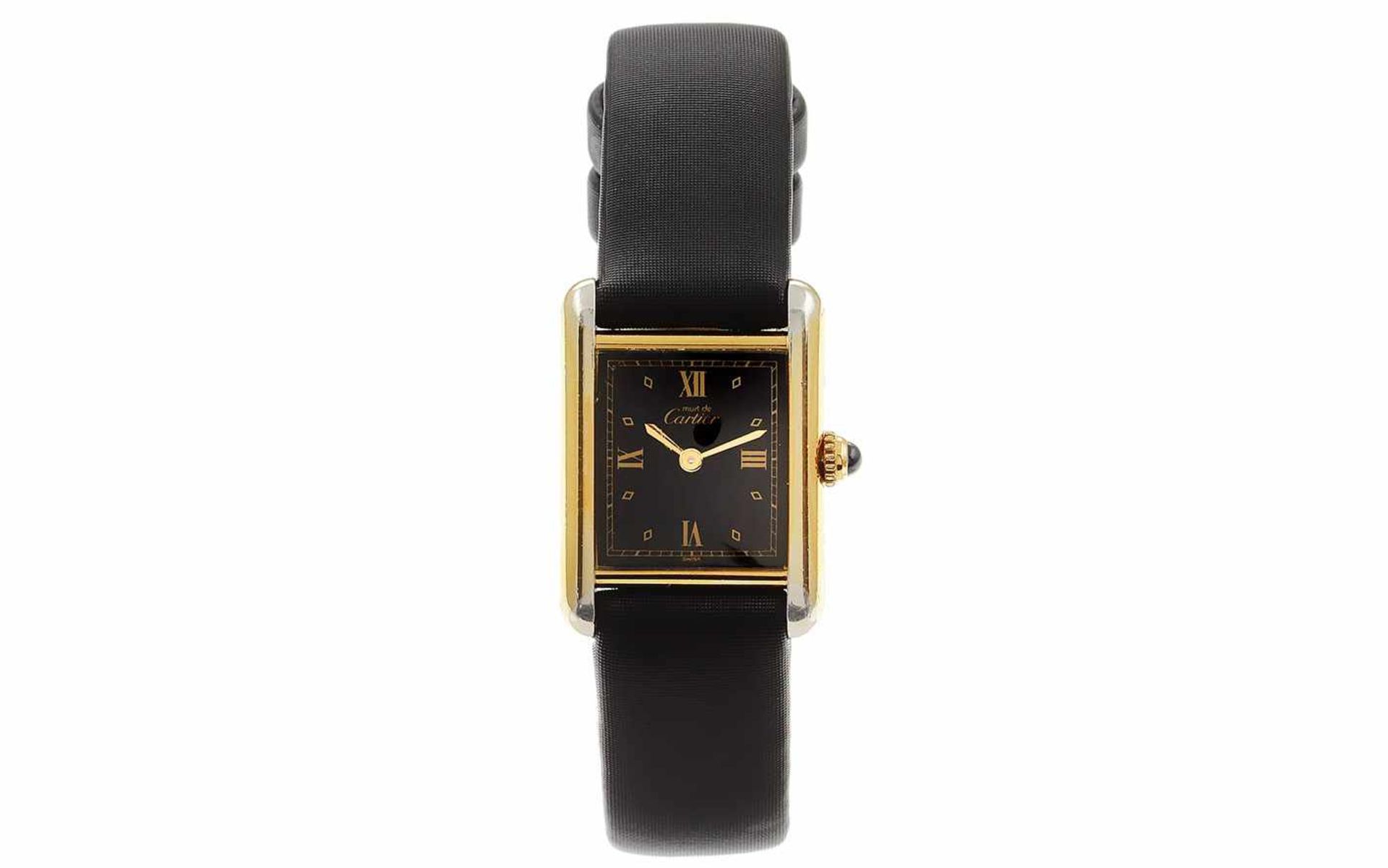 Armbanduhr Cartier Tank Ref. 5057001 925/- Silber Quarz vergoldet, Geschlecht: Damen, Funktionen: