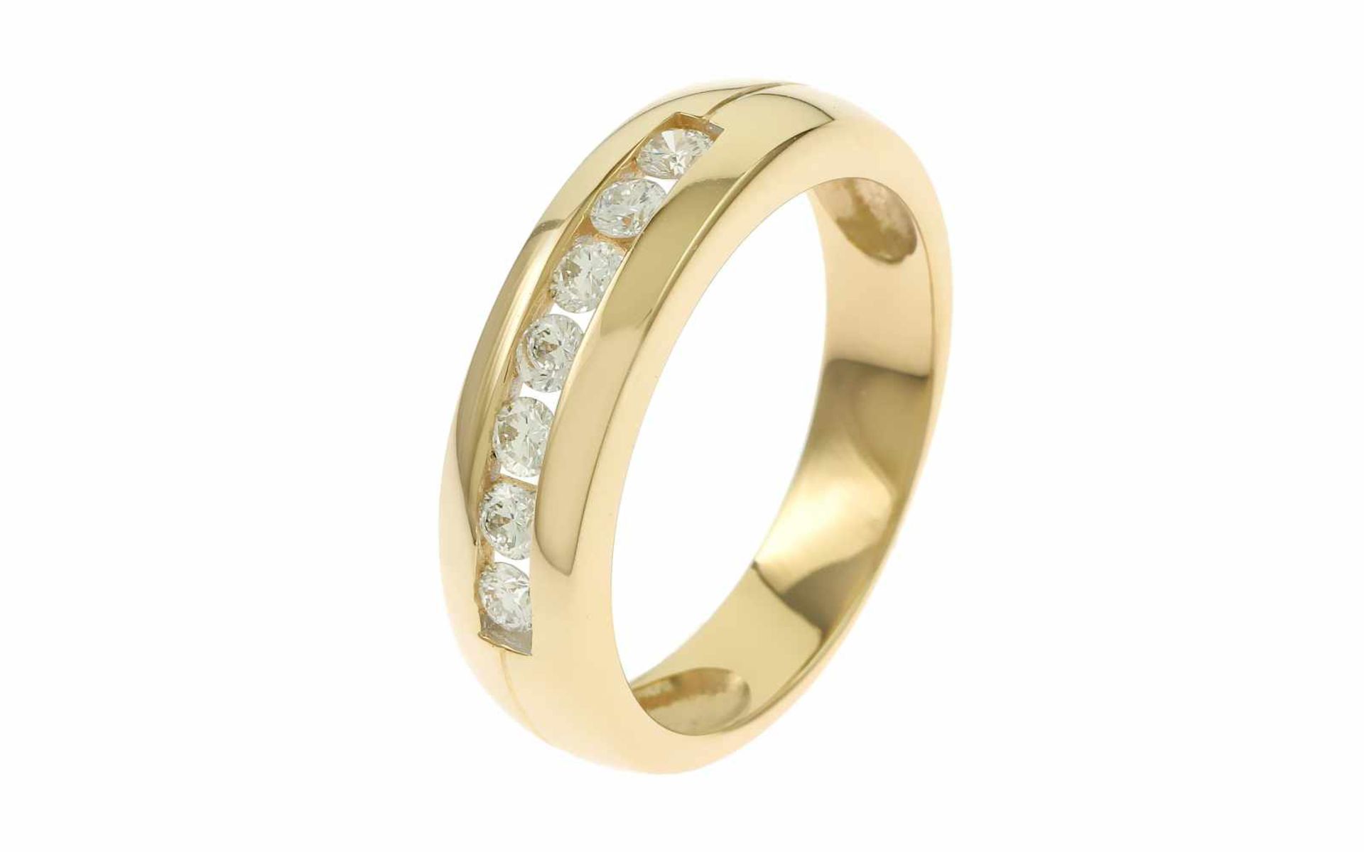 Ring mit Diamanten14K GG mit 0,35 ct. Diamanten F/vvs Brillantschliff, Ringgröße 58, Total 5,30 g