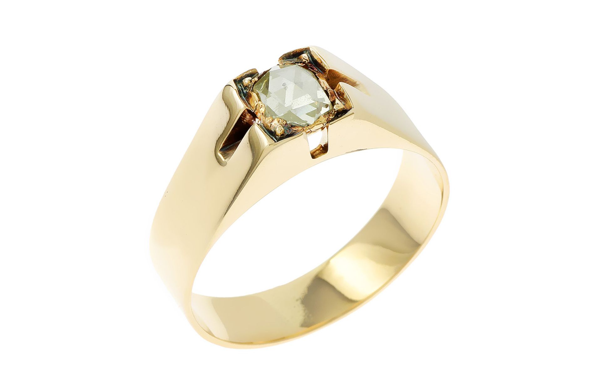 Ring mit Diamant14K mit 0,50 ct. Diamant Rosenschliff, Breite Ringkopf 7,00 mm, Höhe Ringkopf 5,00
