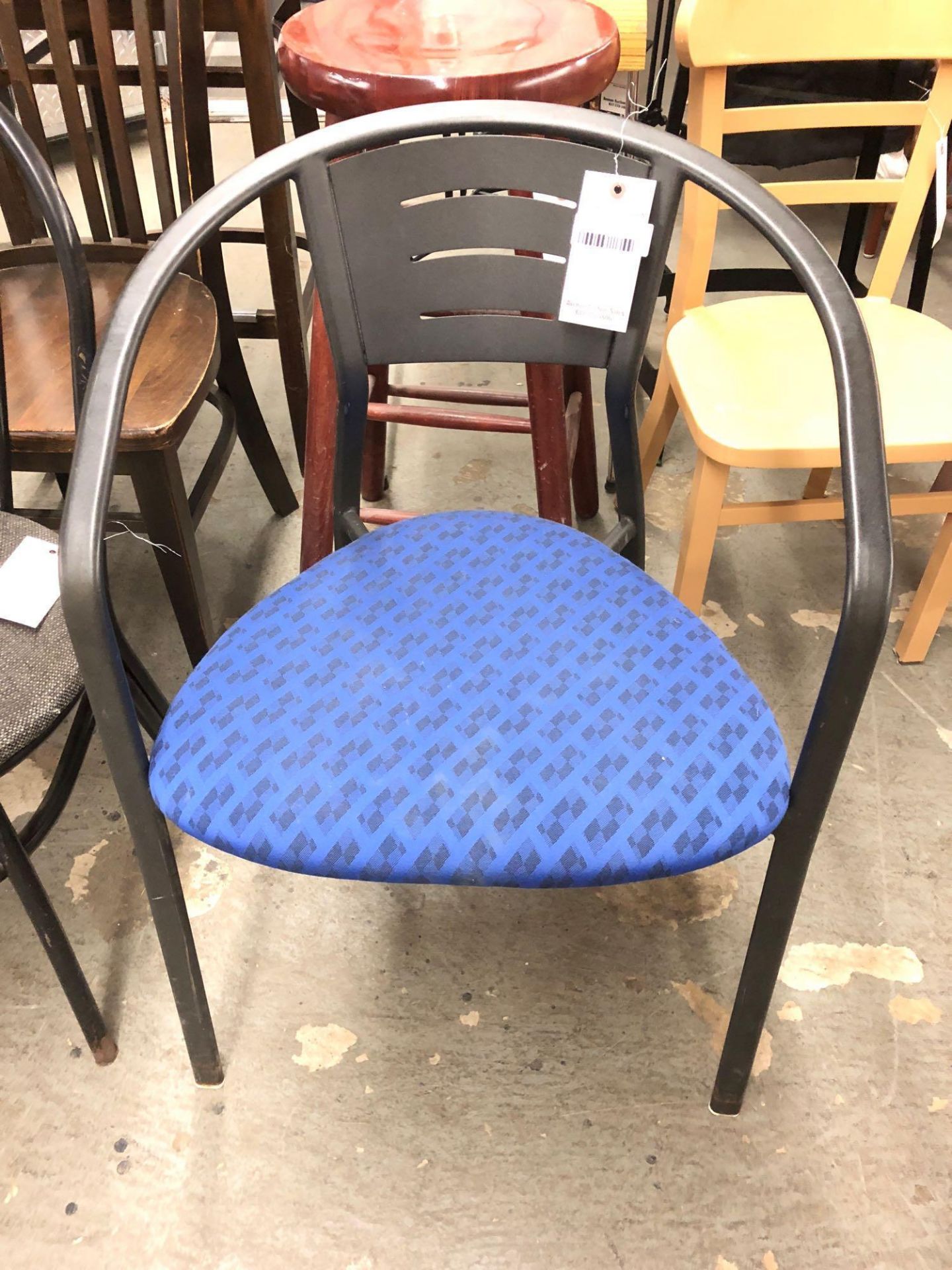 Black Metal Chair w/blue pad