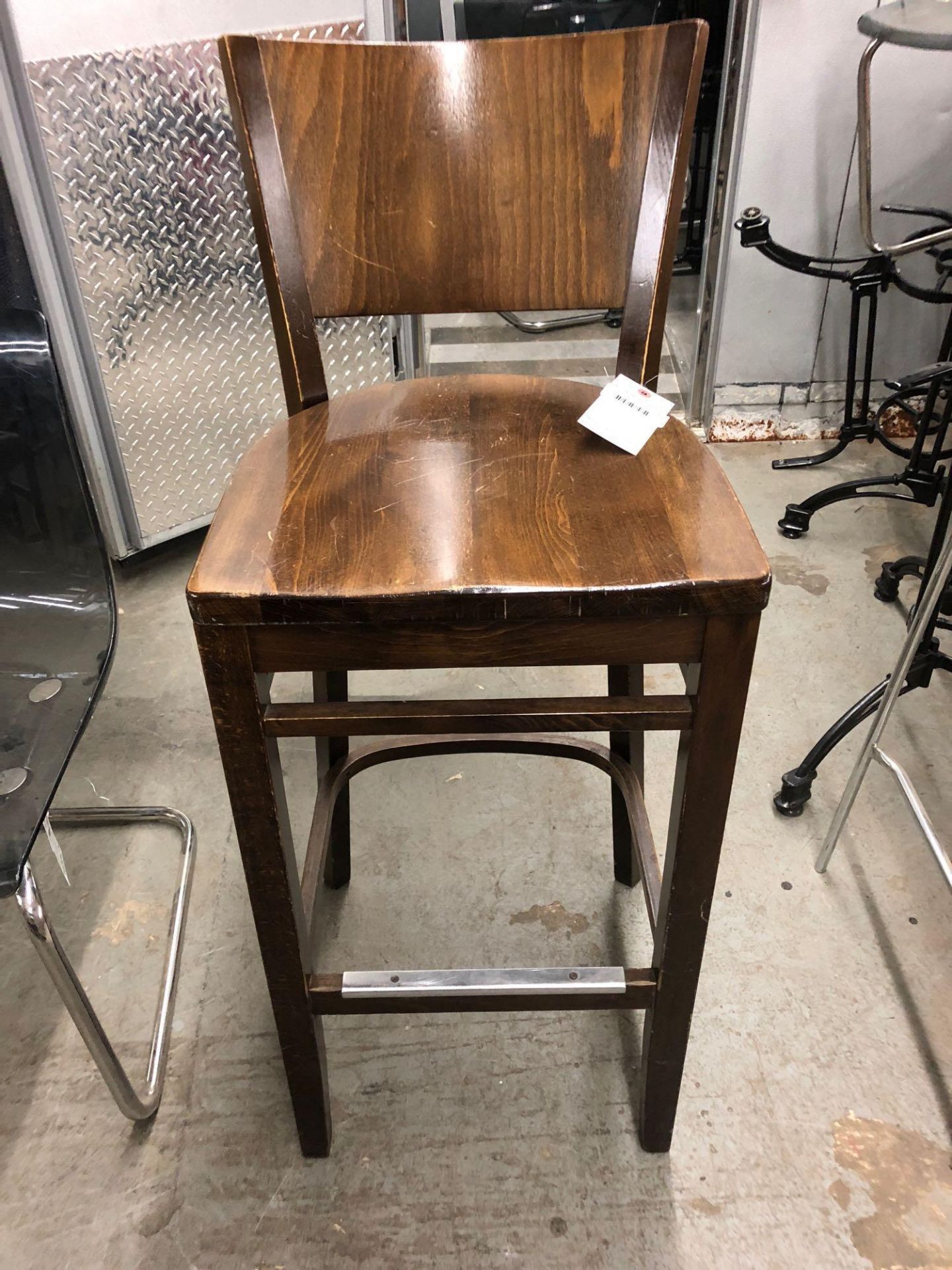 Brown wood bar stool