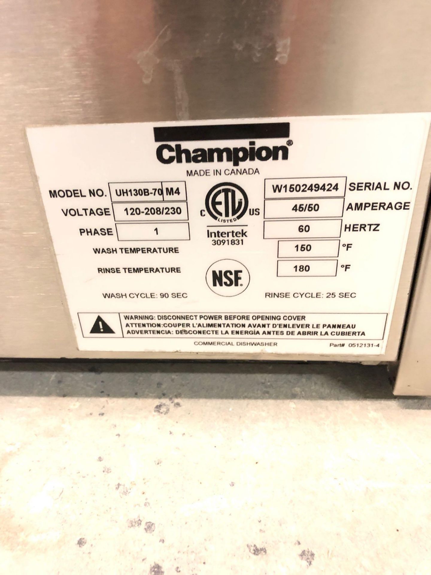 Champion U/C Dishwasher - Image 2 of 2