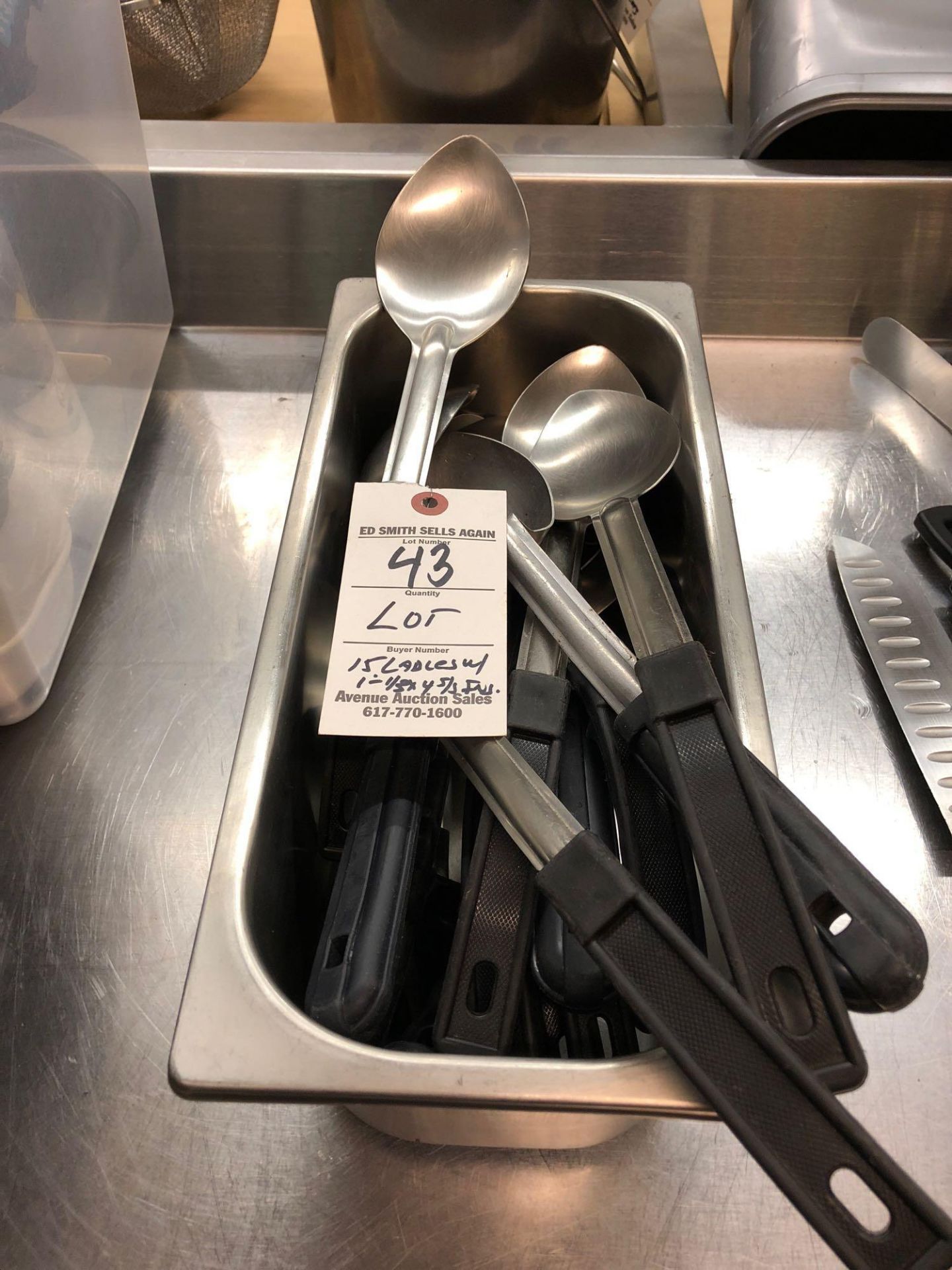 Lot serving spoons stainless pan