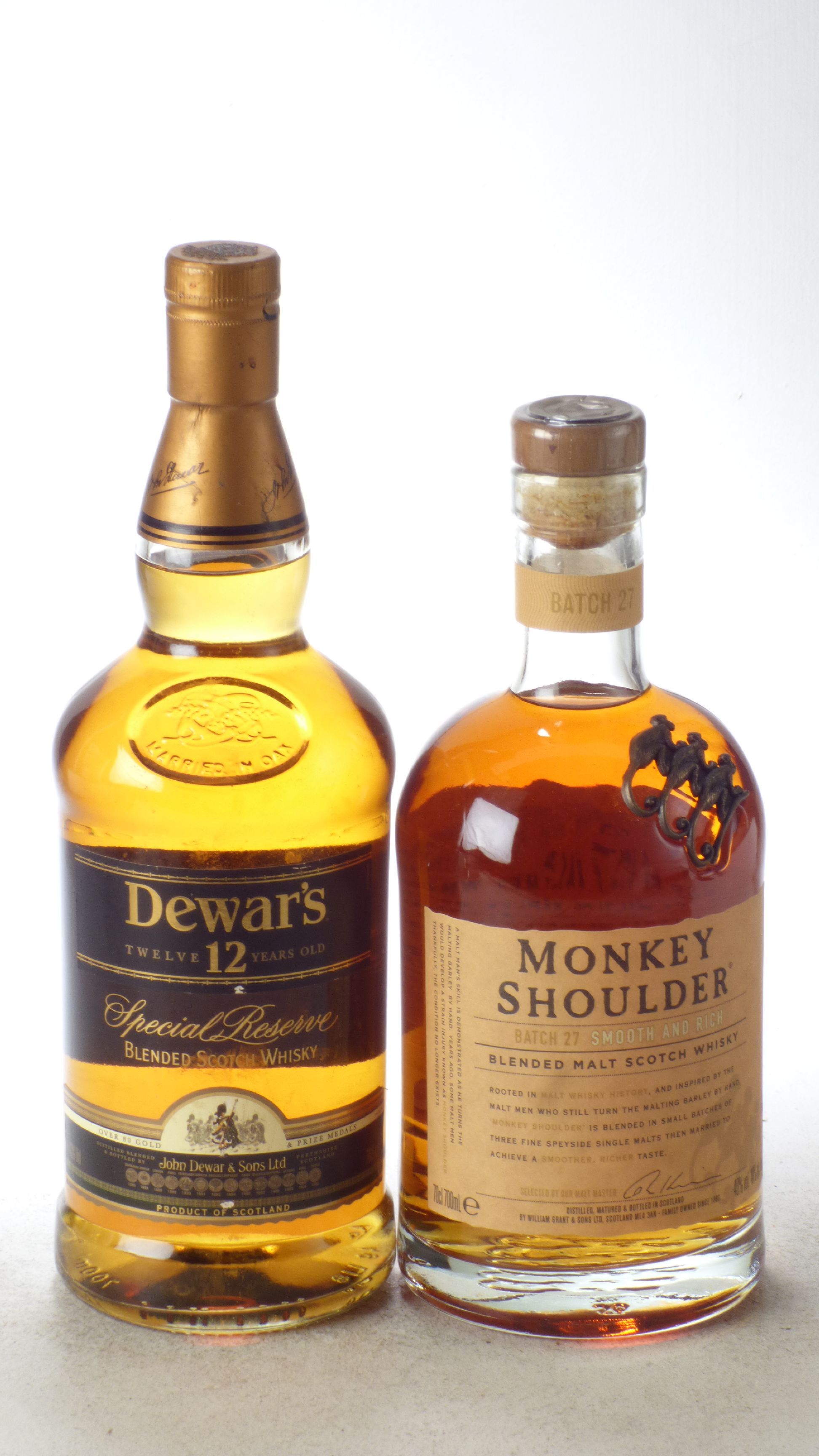 Monkey Shoulder Batch 27 70Cl 40% Vol 1 bt Dewars 12 Yr Old Special Reserve 70Cl 40% Vol 1 bt Above